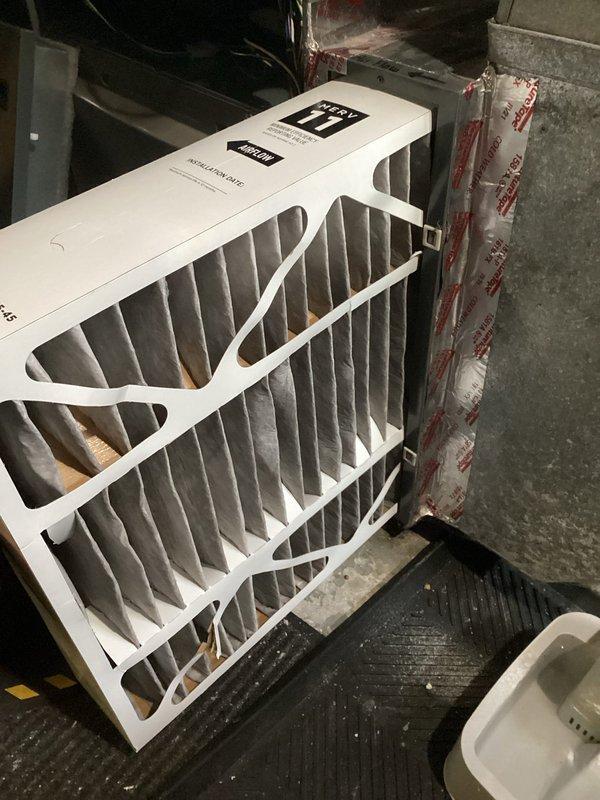 Completed scheduled maintenance service on Lennox furnace system. Inspected equipment, replaced air filter with new Airex filter, and verified proper system operation. All components functioning normally with no issues identified.
