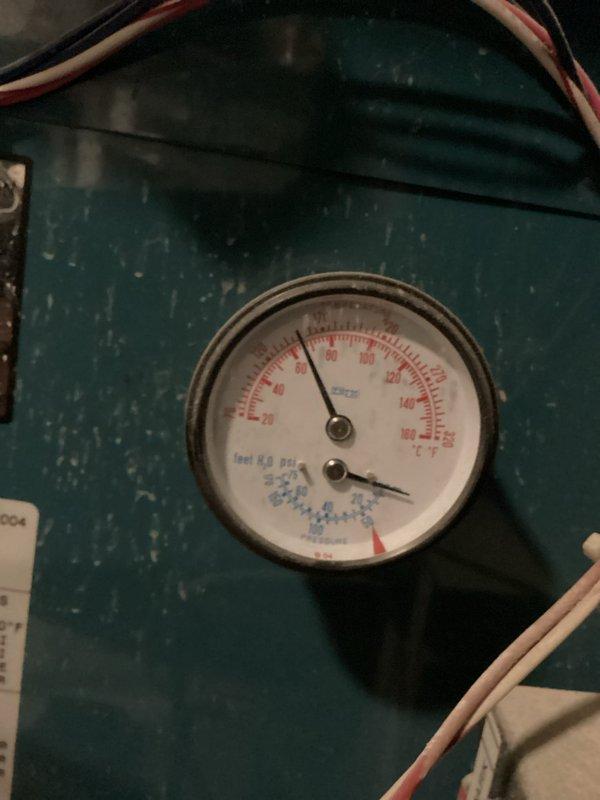 Performed scheduled PMA+ maintenance on boiler, air handler, and garage heater systems. Inspected pressure gauges and system operations, confirming all parameters within normal operating ranges. Noted broken thermostat cover on garage heater and presence of old bird nest in garage heater; recommended duct cleaning evaluation.