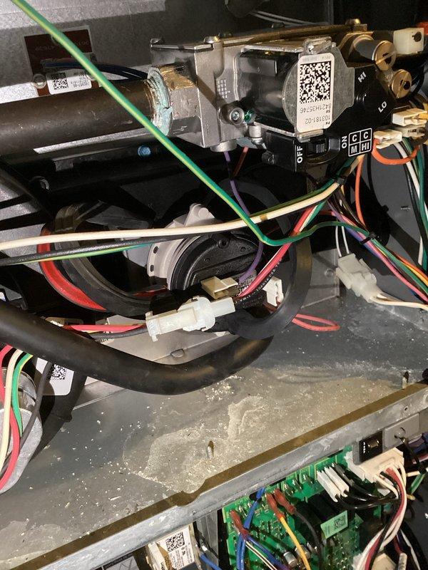 Responded to emergency no-heat call for aging furnace. Diagnostic testing revealed a failed pressure switch, which was preventing ignition sequence. Replaced defective pressure switch, restoring proper furnace operation and heat to the residence.