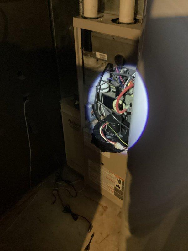 Arrived to inspect a no-heat complaint on an aging furnace system. Diagnosed failed inducer motor as the root cause, preventing proper furnace ignition. Placed order for replacement inducer motor to restore heating functionality.