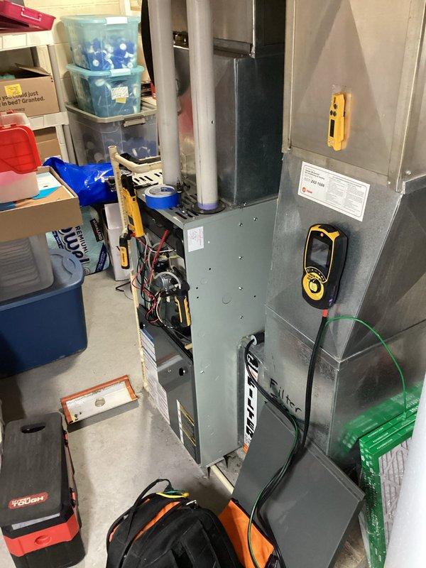 Performed scheduled preventative maintenance agreement (PMA) service on residential furnace. Conducted thorough inspection of system components and electrical connections, using UEI DL579 True RMS clamp meter to verify proper amperage readings and electrical parameters. All maintenance tasks completed according to manufacturer specifications.