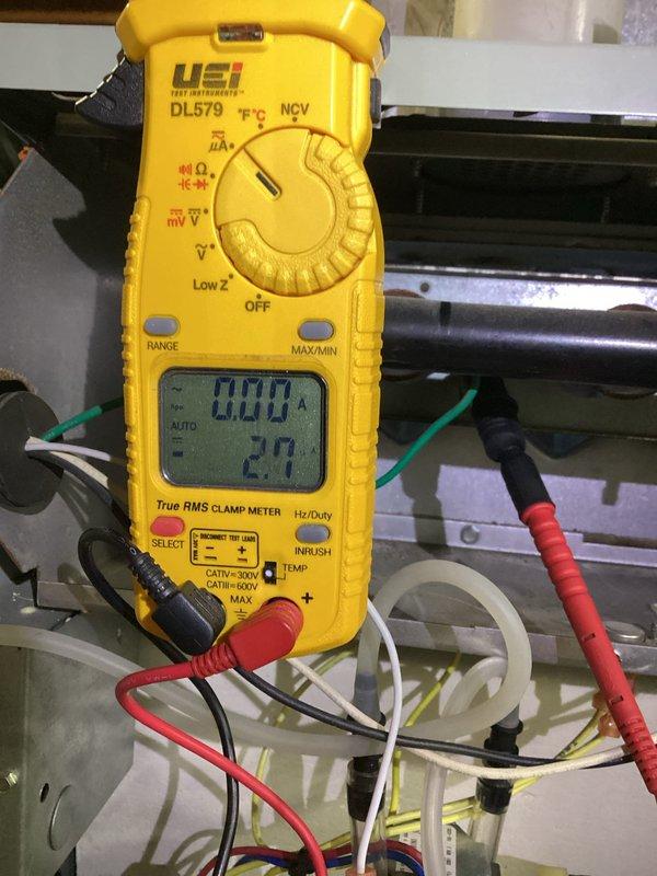 Performed scheduled preventative maintenance agreement (PMA) service on residential furnace. Conducted thorough inspection of system components and electrical connections, using UEI DL579 True RMS clamp meter to verify proper amperage readings and electrical parameters. All maintenance tasks completed according to manufacturer specifications.