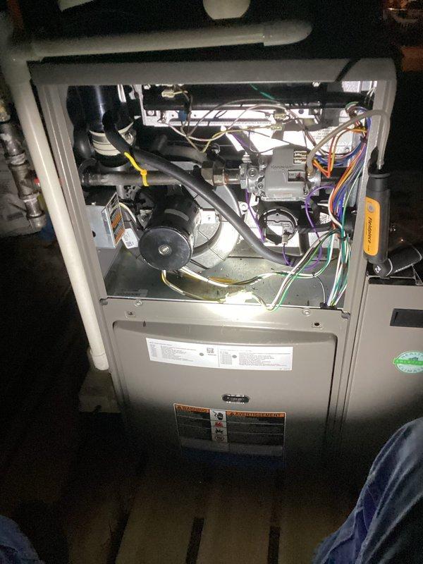 Performed scheduled preventive maintenance on residential HVAC system per agreement terms. Inspected furnace interior components including blower assembly, electrical connections, and safety controls. System was found in proper working condition with no issues identified; completed standard tune-up procedures and verified normal operation.