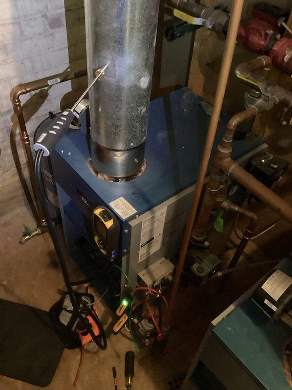Performed scheduled preventative maintenance on UticaBoilers boiler system. Conducted comprehensive diagnostic testing using digital analyzer to verify proper operation parameters. Inspected ventilation system, copper supply/return lines, and associated valves/controls; all components found in normal working condition with system operating efficiently.