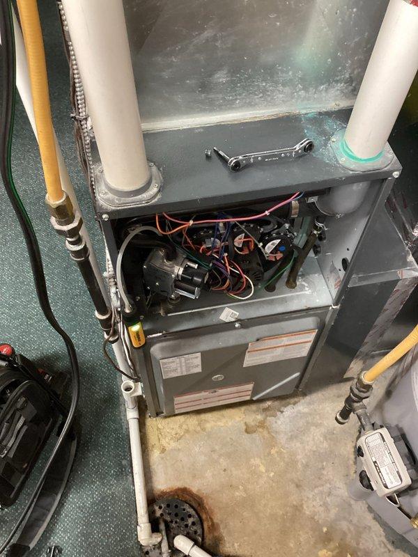 Performed scheduled preventive maintenance on air handler unit per maintenance agreement. Conducted comprehensive inspection of furnace system, including internal components, control board, and electrical connections. Tested ventilation system and condensate drainage lines, confirming proper operation with diagnostic equipment. All systems functioning normally after tune-up service.