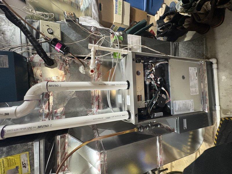 Successfully installed collector box on HVAC system during scheduled appointment. Opened unit to access internal components, connected appropriate wiring harnesses and PVC drainage pipes, then thoroughly tested system operation to confirm proper functionality.