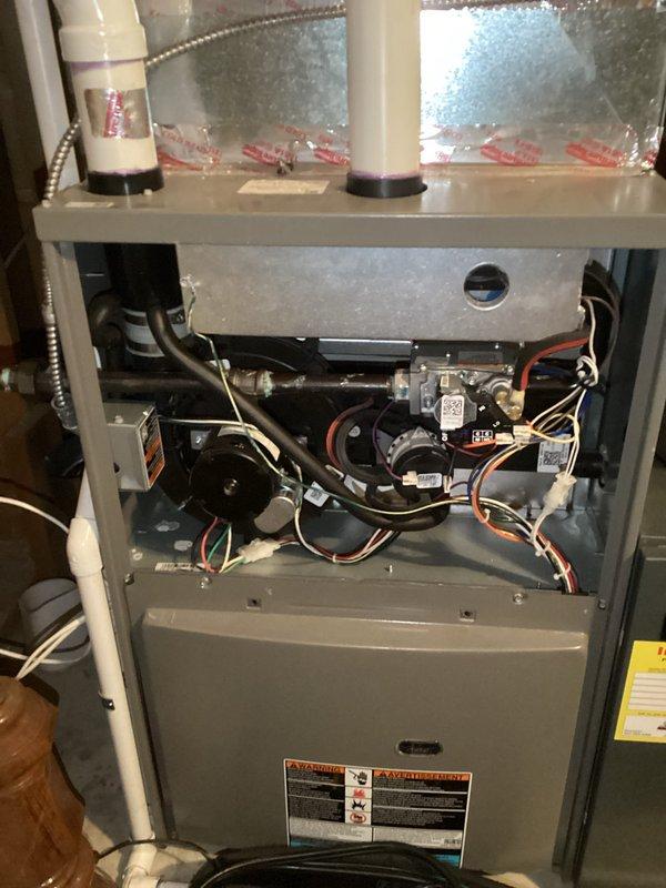 Performed scheduled preventative maintenance agreement service on residential HVAC system. Conducted comprehensive tune-up of furnace, including inspection of internal components (blower motor, circuit board, wiring connections, and PVC venting system). All systems operating within normal parameters; no issues identified.