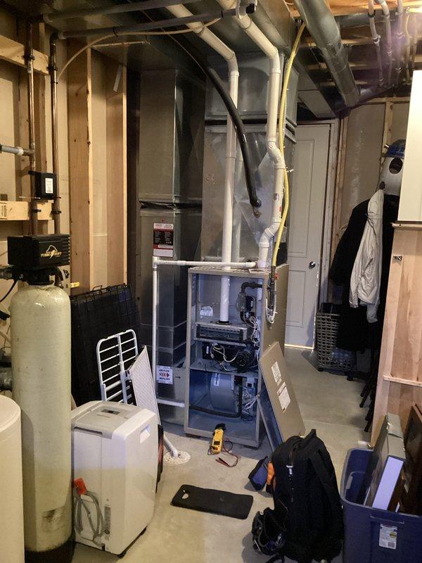 Diagnosed no-heat complaint on 10+ year old furnace system. Troubleshooting revealed control board failure with no 120V power supply to hot surface igniter. Customer was referred to project manager for system replacement options due to unit age exceeding 10 years.