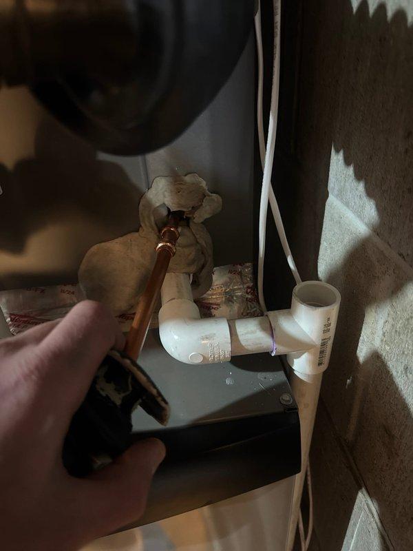 Performed leak search on heat pump system, identifying two refrigerant leaks - one at the condenser coil and another on a liquid line press fitting for the coil. Documented issues with photos. Will order replacement condenser coil and schedule return visit to complete repairs.