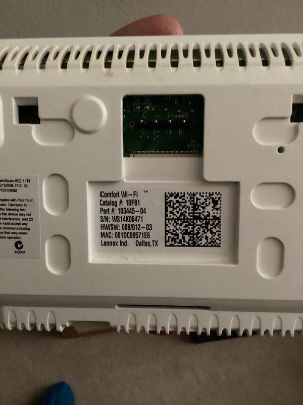 Responded to no heat service call and diagnosed failed thermostat as the primary issue. Replaced existing non-functional unit with new Lennox iComfort Wi-Fi thermostat (Catalog #10F81, Part #103M55-04). Performed one-time furnace tune-up including combustion analysis with readings of CO2 6.4%, efficiency loss 11.7%, and excess air 86.9%. System restored to proper operation.