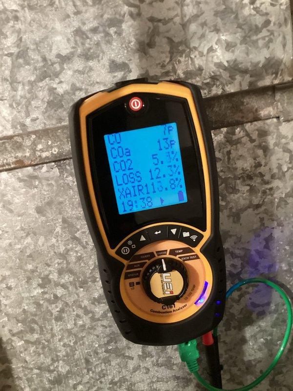 Diagnosed furnace with intermittent heating issue; testing revealed inducer motor capacitor operating out of acceptable range. Performed combustion analysis with UEi C151 analyzer to verify system performance. Replaced faulty TITAN HD Motor Run Capacitor (440/370 VAC) to restore proper operation and ensure reliable heating function.