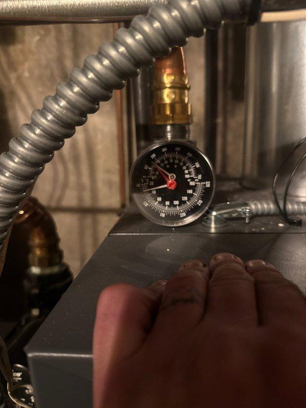 Responded to no heat complaint for boiler system. Diagnosed low water pressure as shown on system gauge. Restored proper operation by refilling system and bleeding air from radiators.