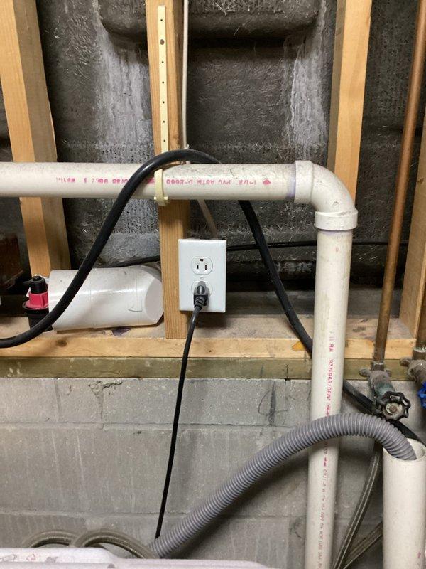 Performed electrical inspection of residential property with scheduled 8-12 arrival window. Identified washing machine outlet requiring GFCI protection per code requirements. Documented electrical meter installation and noted potential moisture exposure risk to exterior electrical components due to snow accumulation. Provided customer with estimate for necessary upgrades.