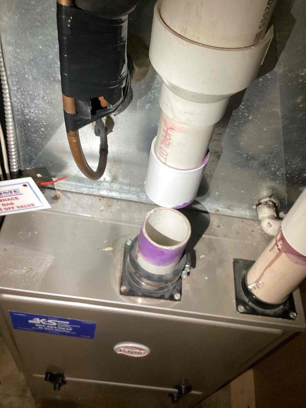 Responded to no-heat service call for unit under 10 years old. Diagnosed blocked intake as the source of the issue. Successfully removed blockage from the intake line located downstairs, restoring proper furnace operation and heat production.