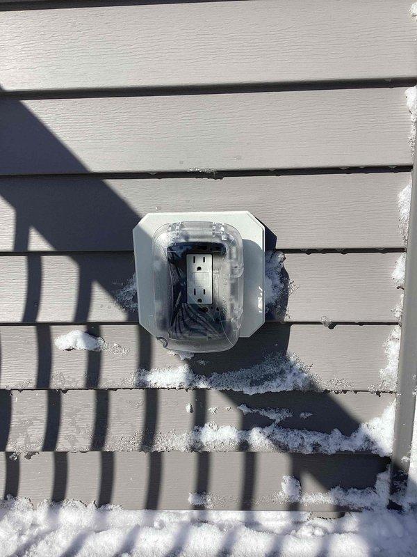 Responded to service call for a non-functioning GFCI outlet on customer's deck that was flagged during home inspection. Diagnosed the issue as a faulty GFCI receptacle. Replaced with new GFCI outlet and installed appropriate outdoor weatherproof cover to restore functionality and ensure code compliance.