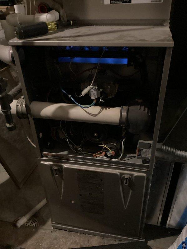 Performed scheduled prepaid maintenance on furnace system. Inspected internal components including heat exchanger, blower assembly, and PVC venting system. Completed comprehensive tune-up service and replaced filter as part of preventative maintenance protocol.