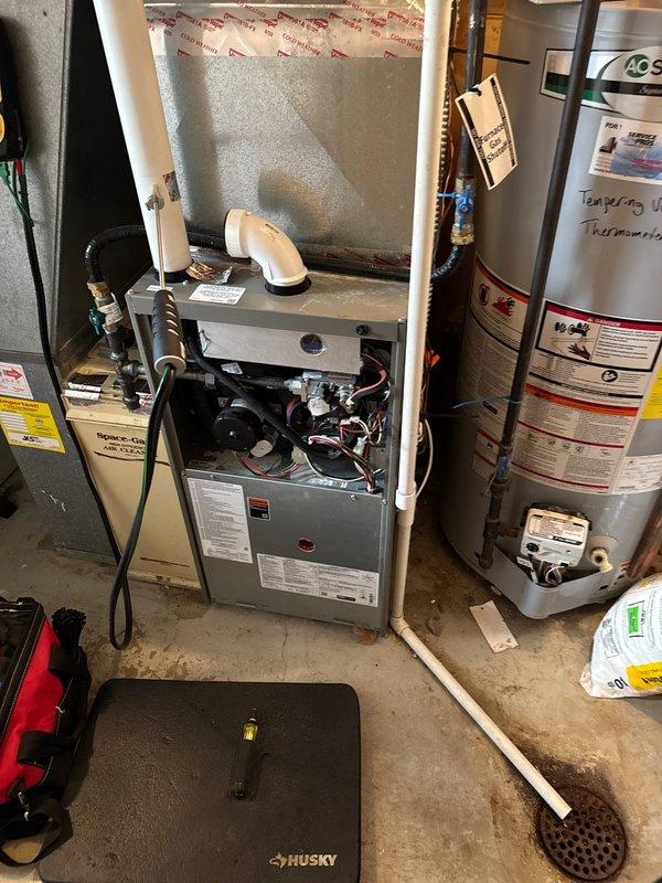 Completed pre-paid maintenance service on residential furnace. Performed comprehensive tune-up including inspection of internal components, wiring, motor, and control systems. Verified proper operation of exhaust system and PVC venting.