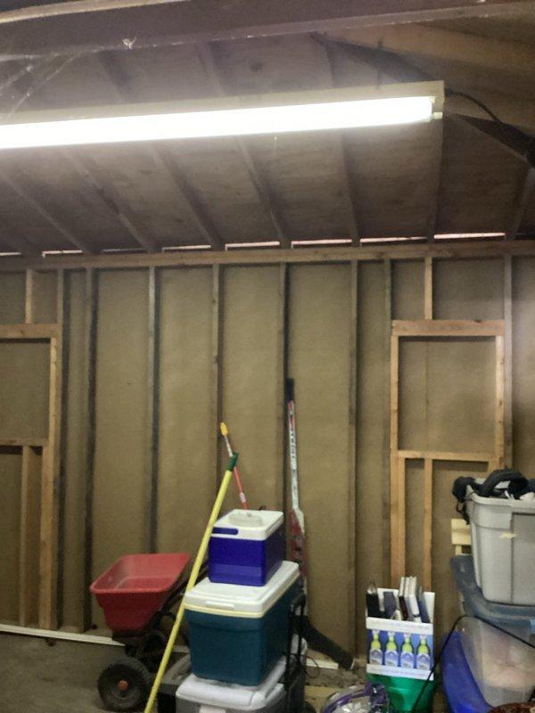 Completed FRM electrical inspection revealing two code compliance issues: non-functional ballast in basement fluorescent fixture and laundry area requiring GFCI protection. Provided estimates for necessary repairs and documented conditions with photographs of mechanical room equipment and unfinished garage/storage area.