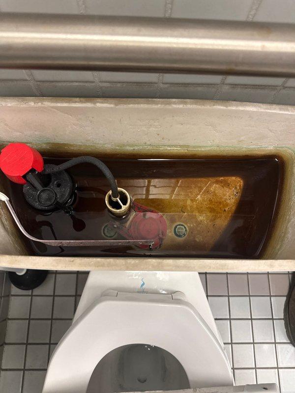 Responded to clogged toilet in warehouse bathroom. Upon inspection, identified that the flapper chain was too long, preventing the flapper from properly sealing against the flush valve seat. Adjusted and shortened the chain to correct length, restoring proper flush cycle operation and resolving the clog issue.