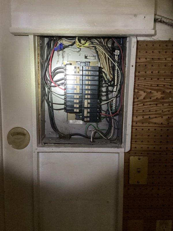 Performed electrical inspection for utility reconnection after service had been disconnected for over six months. Inspected Cutler-Hammer load center and verified all circuit breakers, wiring connections, and panel components were in adequate and safe condition for power restoration. Service approved for reconnection with no deficiencies noted.