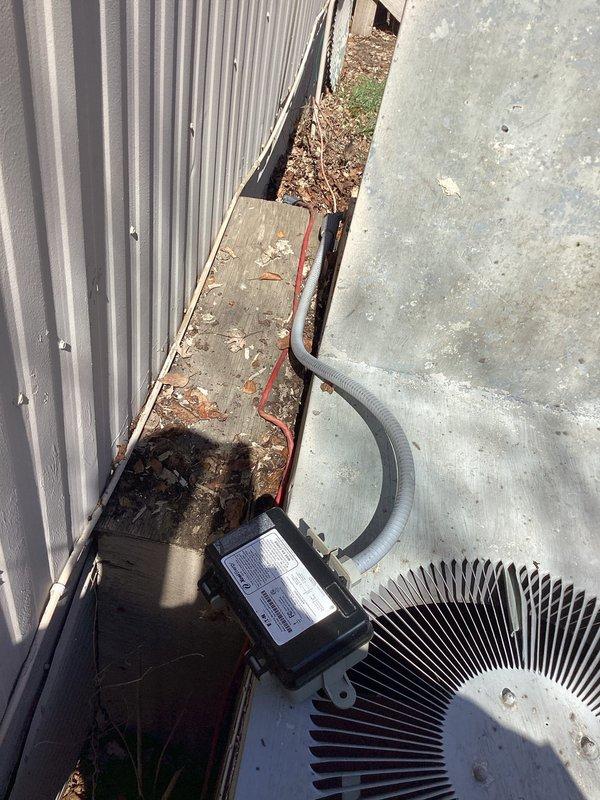 Responded to no cooling complaint on outdoor HVAC unit. Upon arrival, diagnosed complete loss of electrical power to the condenser unit with no voltage present at the equipment. Customer advised that an electrician is required to diagnose and repair the electrical supply issue before HVAC system can be restored to operation.