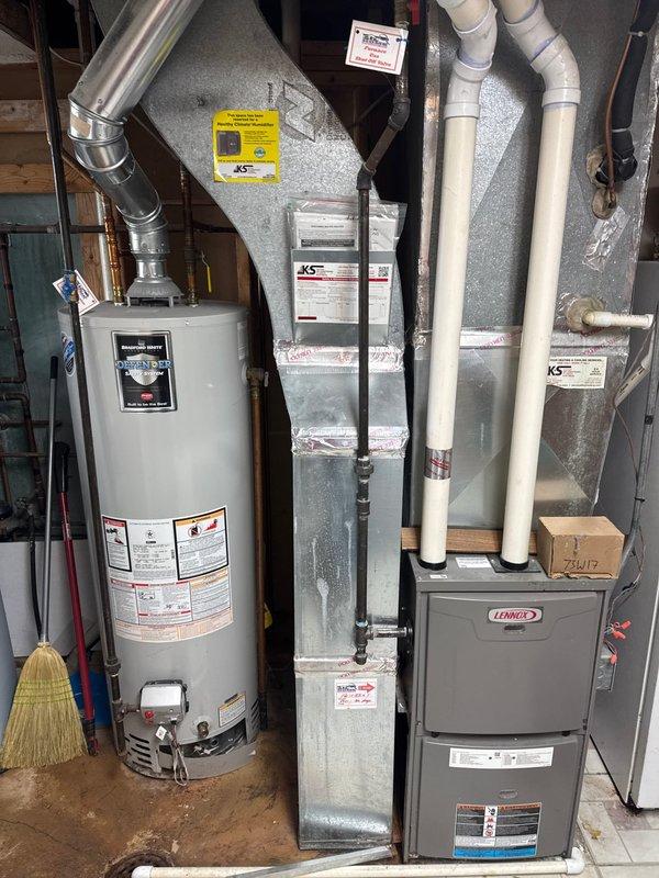 Responded to no heat call on Lennox furnace system that was blowing cold air only. Upon inspection, found air filter in poor condition and diagnosed a failed gas valve preventing proper furnace operation. Replaced gas valve with OEM part and restored heating functionality to the system.