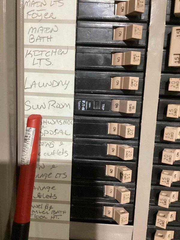 Responded to service call for circuit breaker repeatedly tripping in residential electrical panel. Upon arrival and inspection, diagnosed faulty breaker as the source of the problem. Removed defective breaker and installed new replacement breaker to restore proper circuit protection and functionality.