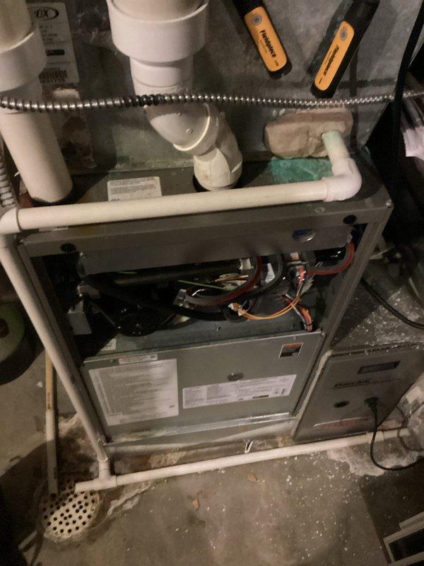 Completed preventive maintenance agreement service on residential heating and air conditioning system. Performed comprehensive tune-up on furnace unit in basement, inspecting internal components, wiring, circuit boards, and mechanical assemblies with front panel access. Conducted full preventive maintenance on outdoor Lennox condensing unit, inspecting condenser coil, fan assembly, and electrical connections. All systems operating within normal parameters with no deficiencies found. Equipment tuned and returned to service.