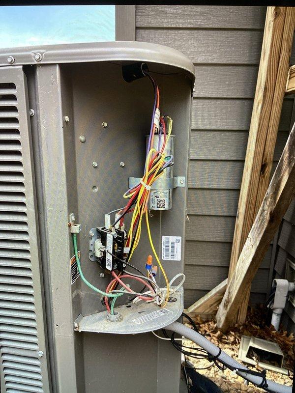 Completed comprehensive preventive maintenance agreement service on both furnace and air conditioning system. Performed full inspection of Lennox air handler unit located in attic space, including examination of electrical connections, control wiring, and refrigerant lines. Conducted outdoor condensing unit maintenance with detailed inspection of electrical control panel, contactor operation, and all internal wiring connections. Verified proper operation of all system components, checked condensate drain line functionality, and ensured all safety controls were operating within manufacturer specifications. System tested and left in proper working condition.