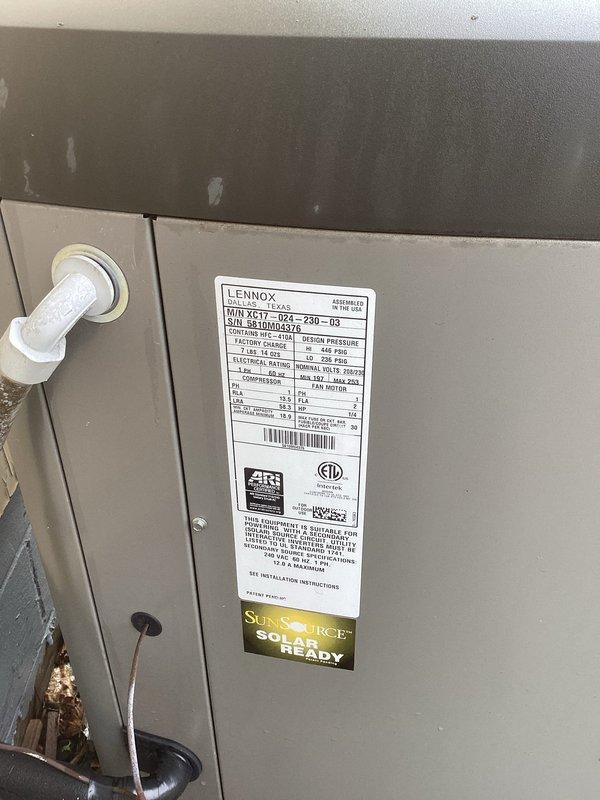 Performed comprehensive preventive maintenance agreement service on residential split system air conditioning unit. Completed full inspection of indoor Lennox air handler and outdoor condenser unit, including visual assessment of equipment condition, verification of proper operation, and documentation of system specifications. All components found operating within normal parameters with no immediate service needs identified.
