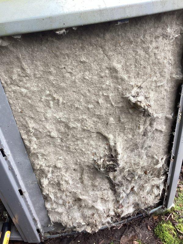 Responded to no cooling complaint on 10-year-old Lennox unit that was short cycling every 30 seconds. Found system completely flat with no refrigerant charge. Noted severely clogged air filter restricting airflow. Recharged system to manufacturer specifications and added UV dye to aid in future leak detection if needed.
