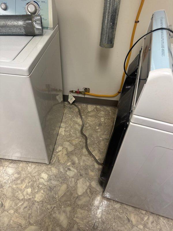 Responded to service call for gas line disconnection in preparation for dryer replacement. Successfully disconnected the gas supply line from the existing dryer unit, capped the line, and verified proper shut-off at the wall-mounted valve. Customer will require a return appointment to reconnect gas service once the new dryer is delivered and installed.