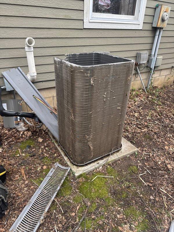 Responded to no cooling complaint on Lennox condensing unit. Upon inspection, identified refrigerant leak in evaporator coil. Ordered replacement coil under manufacturer warranty and scheduled follow-up appointment for installation to restore system operation.