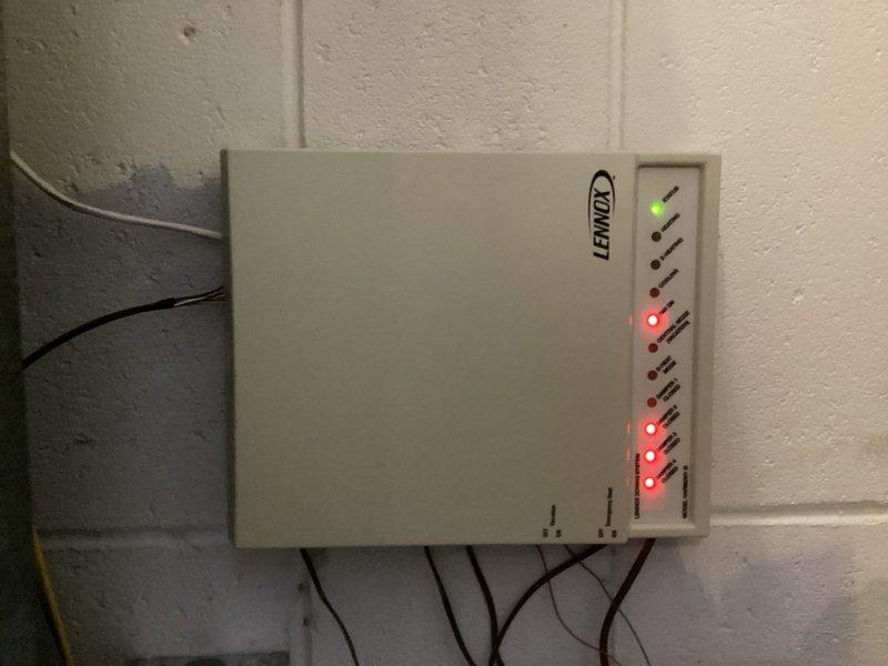 Responded to no-cooling complaint at bed and breakfast property for callback service. Previous diagnosis was incomplete due to weather conditions. Upon arrival, diagnosed defective discharge air sensor (DAS) on Lennox system causing cooling failure. Removed faulty DAS component and installed replacement unit. Verified proper operation of control board LED indicators and system functionality. System restored to normal cooling operation.