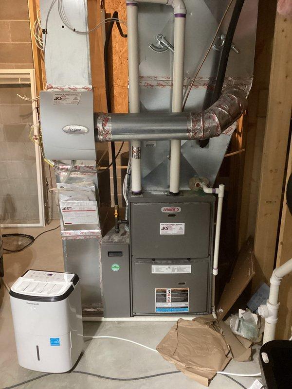 Responded to service call for Lennox furnace making noise while operating. Upon inspection, diagnosed weak blower motor capacitor causing the abnormal sound. Replaced faulty capacitor with new unit, restoring proper blower motor operation. System tested and confirmed heating functionality with normal sound levels. Unit returned to full operational status.