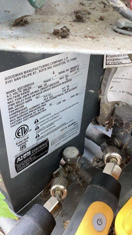 Responded to no cooling complaint on Goodman ASX160903 air conditioning unit at mobile home. Upon arrival, confirmed system was running but compressor was not engaging. Diagnostic testing revealed failed dual run capacitor preventing compressor operation. Removed defective capacitor and installed new replacement capacitor with proper microfarad rating. Verified compressor startup, checked amp draw within manufacturer specifications, and confirmed system cooling properly before departure.
