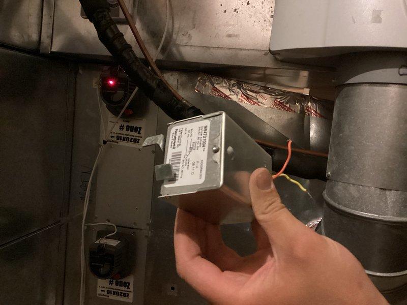 Responded to callback for persistent whistling noise in Lennox furnace system. Diagnosed failed zone damper causing constant noise issue. Removed defective damper and installed replacement unit, restoring proper zoned heating operation and eliminating noise complaint.