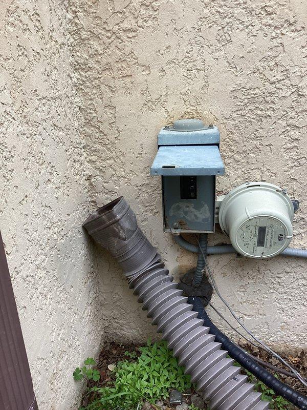 Responded to no-power condition on air conditioning unit discovered during scheduled maintenance. Upon arrival, diagnosed failed circuit breaker in outdoor AC disconnect box. Removed defective breaker and installed new replacement breaker to restore power to the unit. Verified proper electrical connection and confirmed AC system operational after breaker replacement.