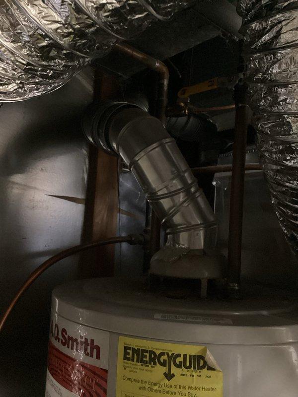 Responded to service call for leaking water heater. Upon arrival, confirmed active leak from tanked water heater unit. Removed and replaced failed water heater with new A.O. Smith unit, reconnected copper supply lines and plumbing connections, verified proper installation and operation, and ensured all connections were secure with no leaks detected.