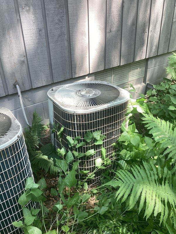 Responded to no cooling complaint on residential air conditioning system. Upon arrival, performed diagnostic evaluation of outdoor condenser unit. System inspection revealed complete loss of refrigerant charge, indicating flat system with no measurable refrigerant pressure. Due to the extent of refrigerant loss and age-related wear visible on equipment, prepared replacement estimate for customer consideration.