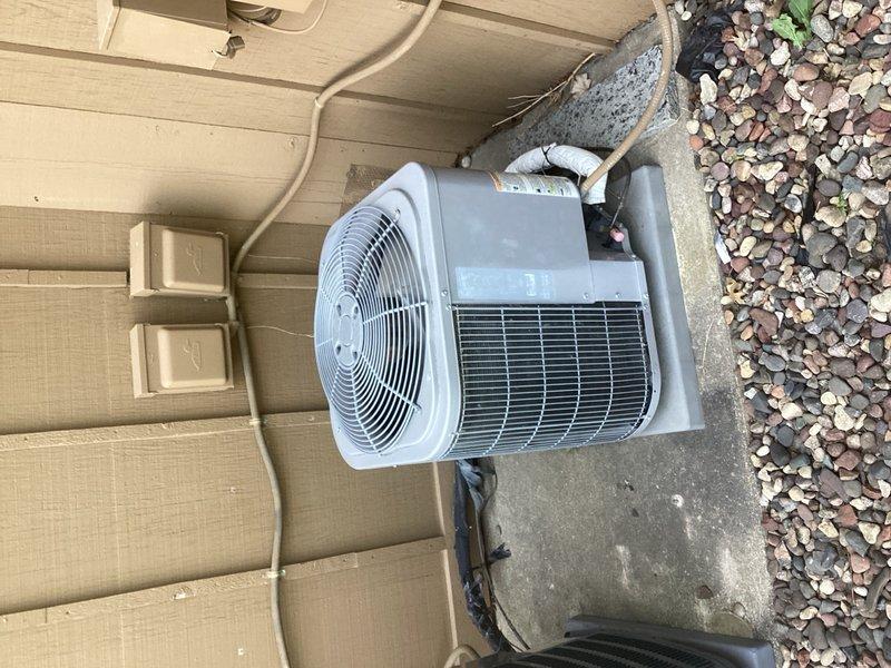 Responded to no cooling complaint on residential air conditioning system. Diagnosed system as low on refrigerant charge. Recharged system to manufacturer specifications and added UV dye pack to aid in future leak detection if necessary. System restored to normal operation.