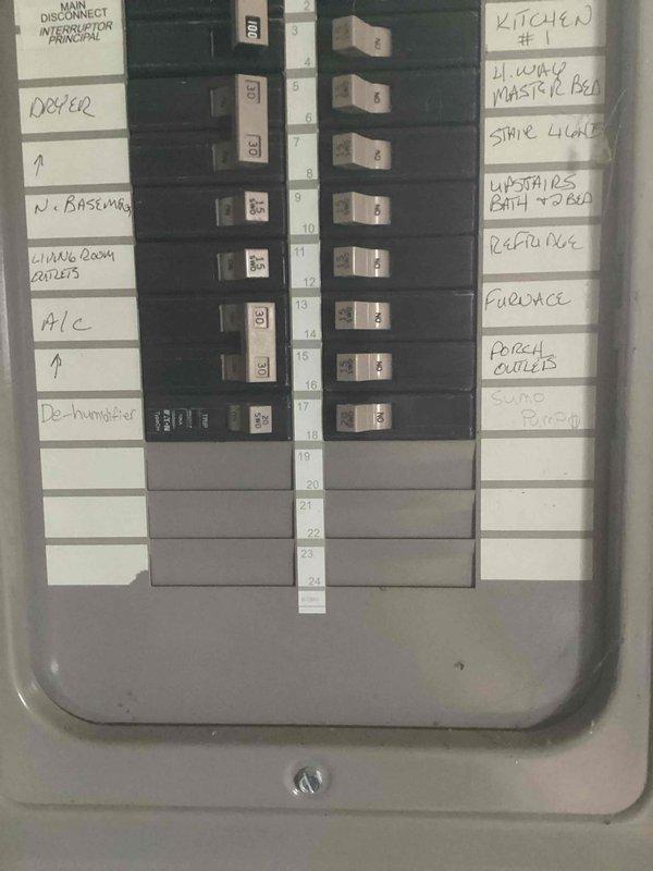 Installed two dedicated electrical circuits in basement utility area to support dehumidifier and sump pump equipment. Ran new wiring from main electrical panel, installed appropriate circuit breakers, and labeled circuits accordingly for future reference. All work completed to code specifications and per approved estimate.