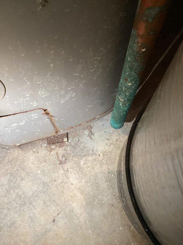 Responded to customer concern regarding aging water heater. Upon arrival, assessed existing A.O. Smith tanked water heater unit and determined replacement was necessary due to age and condition. Completed full water heater replacement, installing new unit with proper copper pipe connections, shut-off valves, and venting system. Ensured all plumbing connections were properly soldered and sealed, with red-handled ball valves installed for maintenance access. System tested and verified operational upon completion.