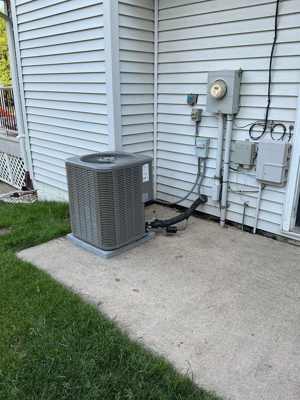 Responded to callback for air conditioning system not cooling. Upon arrival, diagnosed no power to outdoor condensing unit. Restored power to unit and verified system operation.