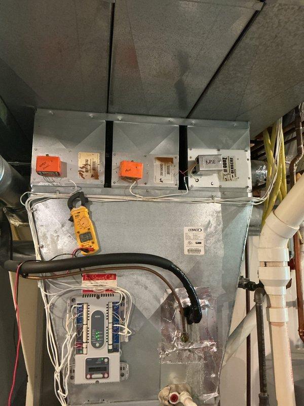 Responded to service call for suspected stuck-open damper on zoned HVAC system. Upon inspection, diagnosed failed zone damper with two additional dampers also found to be in deteriorated condition. Replaced one Honeywell zone damper, verified proper operation using diagnostic testing equipment, and scheduled follow-up appointment for replacement of the remaining two compromised zone dampers to restore full system functionality.