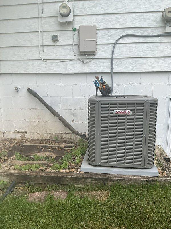 Responded to service call for outdoor AC unit noise complaint. Upon arrival, inspected Lennox condenser unit and identified dirty air filter and debris accumulation on outdoor unit as contributing factors. Performed thorough cleaning of outdoor condenser coils and replaced air filter. Completed system inspection and verified normal operation with noise issue resolved. Enrolled customer in preventative maintenance membership program.
