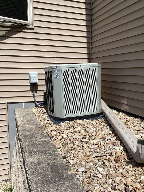 Responded to no-cool call on residential HVAC system where outdoor unit fan was not operating. Diagnosed failed dual run capacitor preventing condenser fan motor operation. Replaced defective capacitor with new unit, restored system to proper operation, and verified cooling cycle functionality.