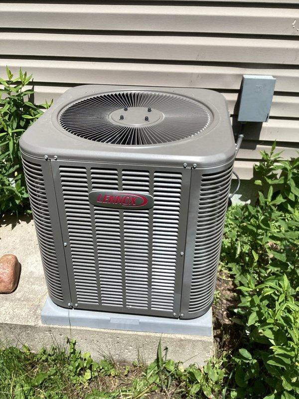 Completed scheduled air conditioning tune-up on Lennox outdoor condensing unit. Performed comprehensive preventive maintenance including system inspection, cleaning, and operational testing to ensure optimal performance for the cooling season.