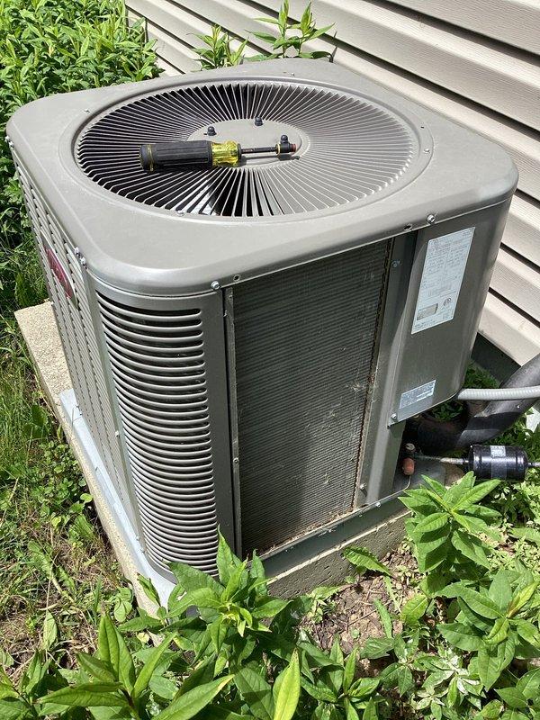Completed scheduled air conditioning tune-up on Lennox outdoor condensing unit. Performed comprehensive preventive maintenance including system inspection, cleaning, and operational testing to ensure optimal performance for the cooling season.