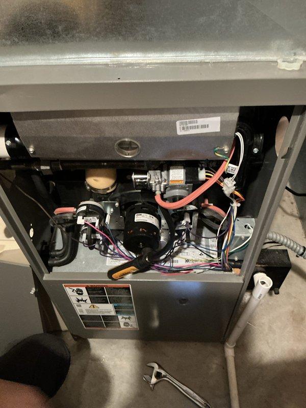 Arrived on-site to complete previously rescheduled gas valve replacement after initial part failure. Successfully removed and replaced defective gas valve on furnace unit, ensuring proper connections and secure installation. Performed operational testing to verify both high-fire and low-fire modes were functioning correctly, confirming system returned to normal operation.